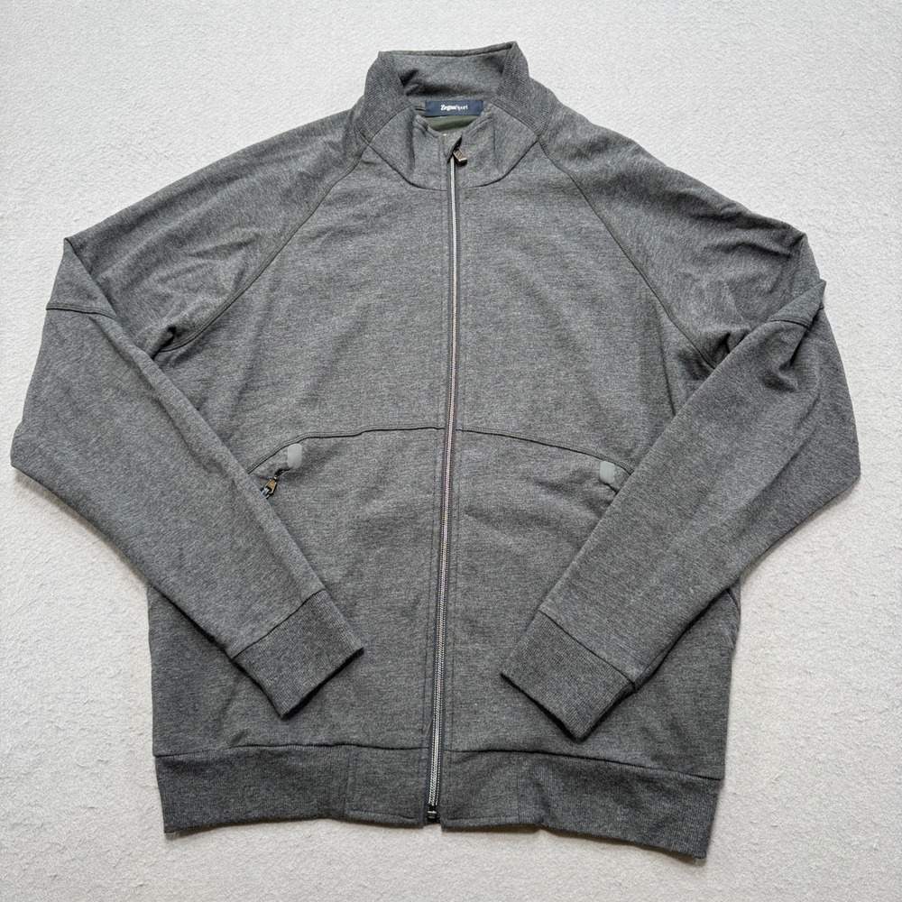 Zegna Sport Jacket Men's Large Gray Mockneck Lined Track Activewear Training Gym